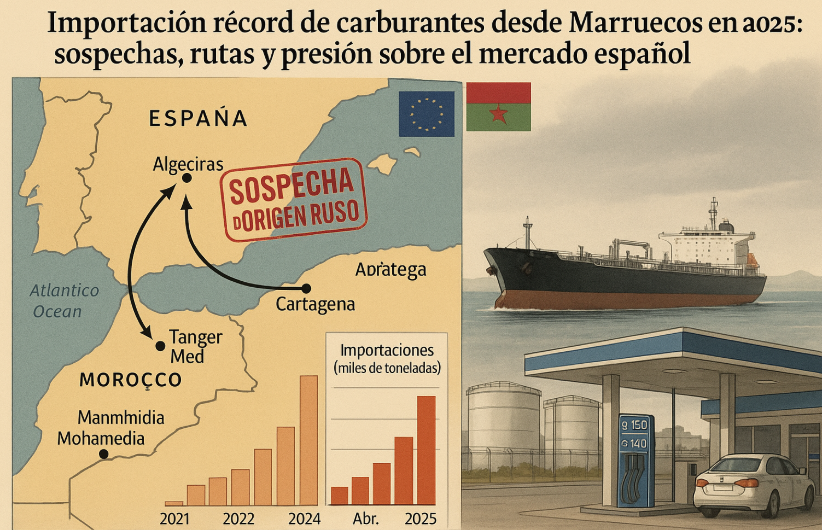 ESPAÑA BATE RÉCORD DE IMPORTACIÓN DE CARBURANTES DESDE MARRUECOS EN MEDIO DE SOSPECHAS DE ORIGEN RUSO