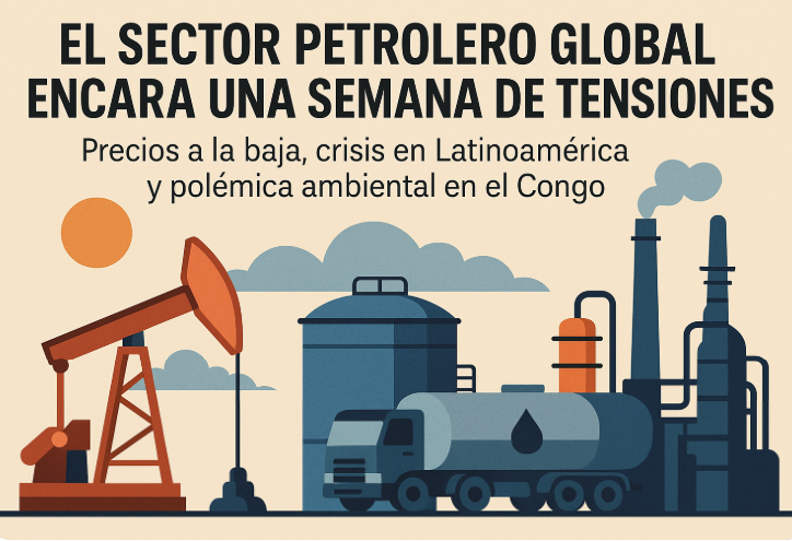 El sector petrolero global encara una semana de tensiones: precios a la baja, crisis en Latinoamérica y polémica ambiental en el Congo